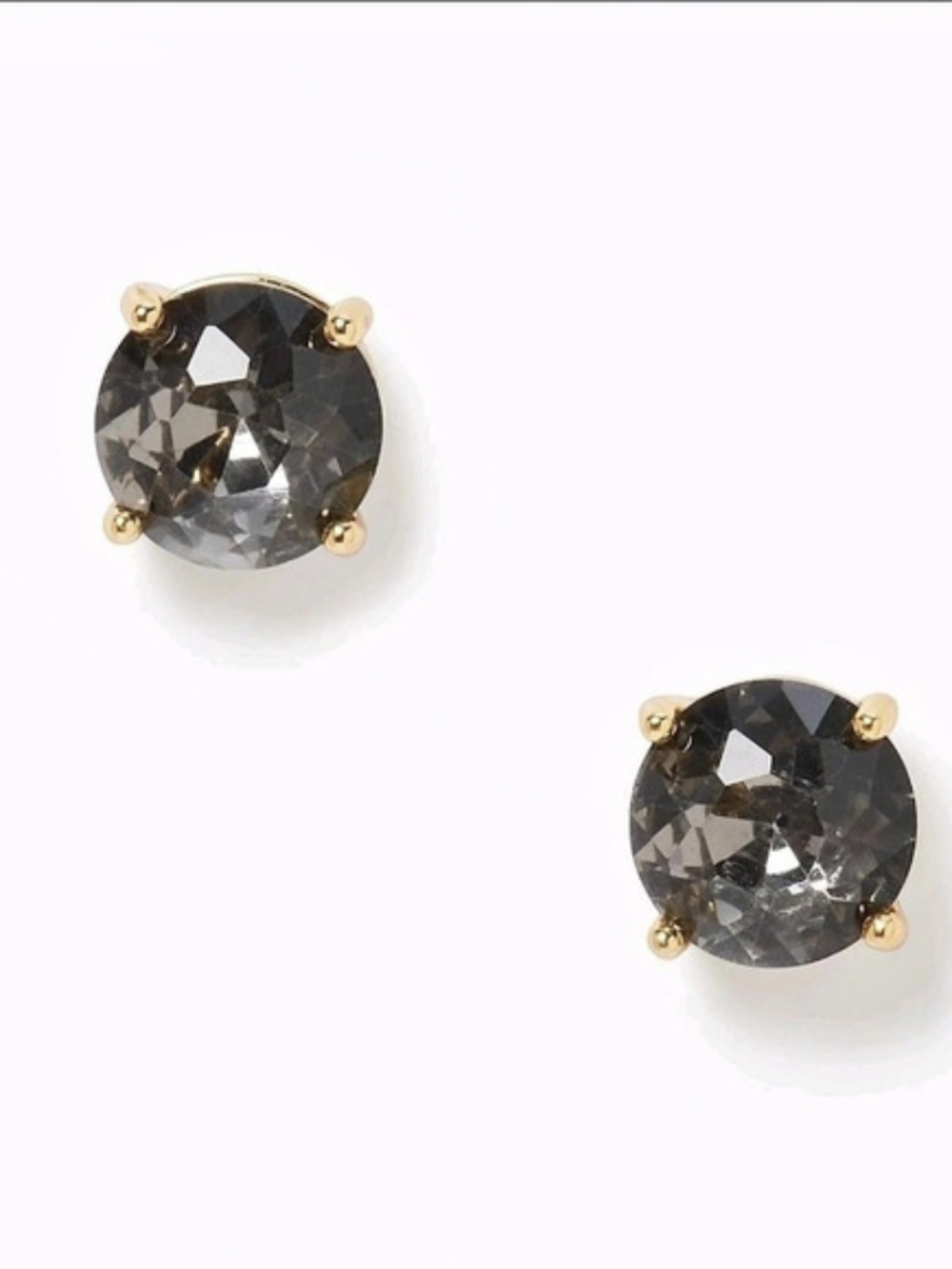 Kate Spade Black Diamond Crystal 14kt Gold Plate Stud Gumdrop Solitaire Earrings